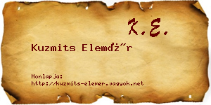Kuzmits Elemér névjegykártya